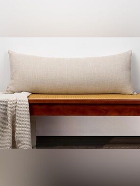 NEW LINEN Long Lumbar Pillow Cover 14”X36” Package of 1 by JoraLion Tan Beige